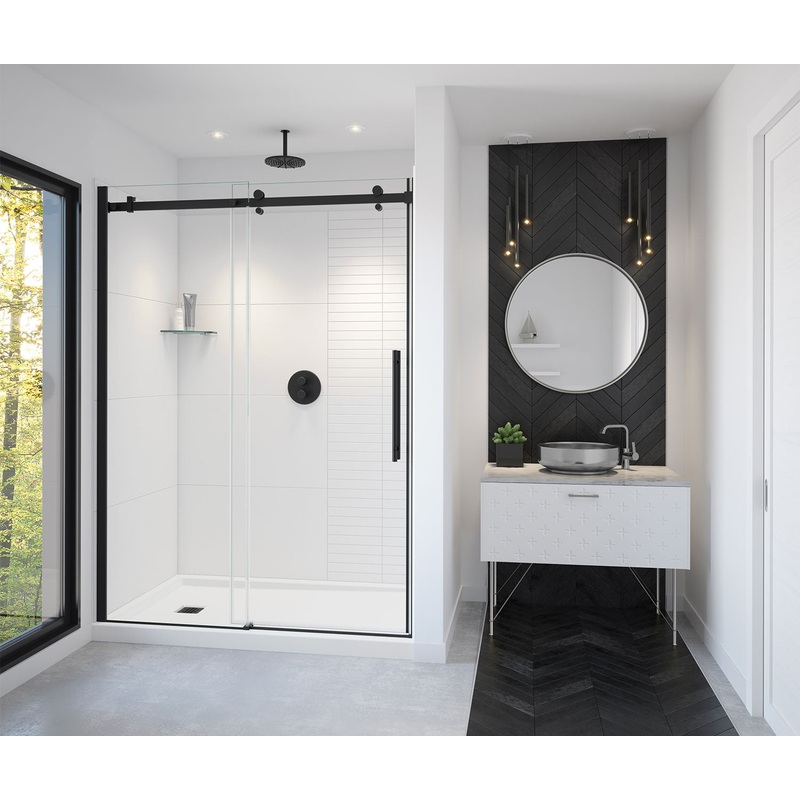 MAAX 138470-900-340-000 Vela 56 -59 x 78  in. 8mm Sliding Shower Door for Alcove Installation with Clear glass in Matte Black