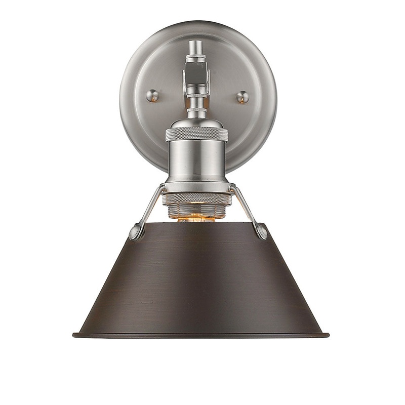 One Light Bath Vanity from the Orwell Collection in Pewter Finish by Golden