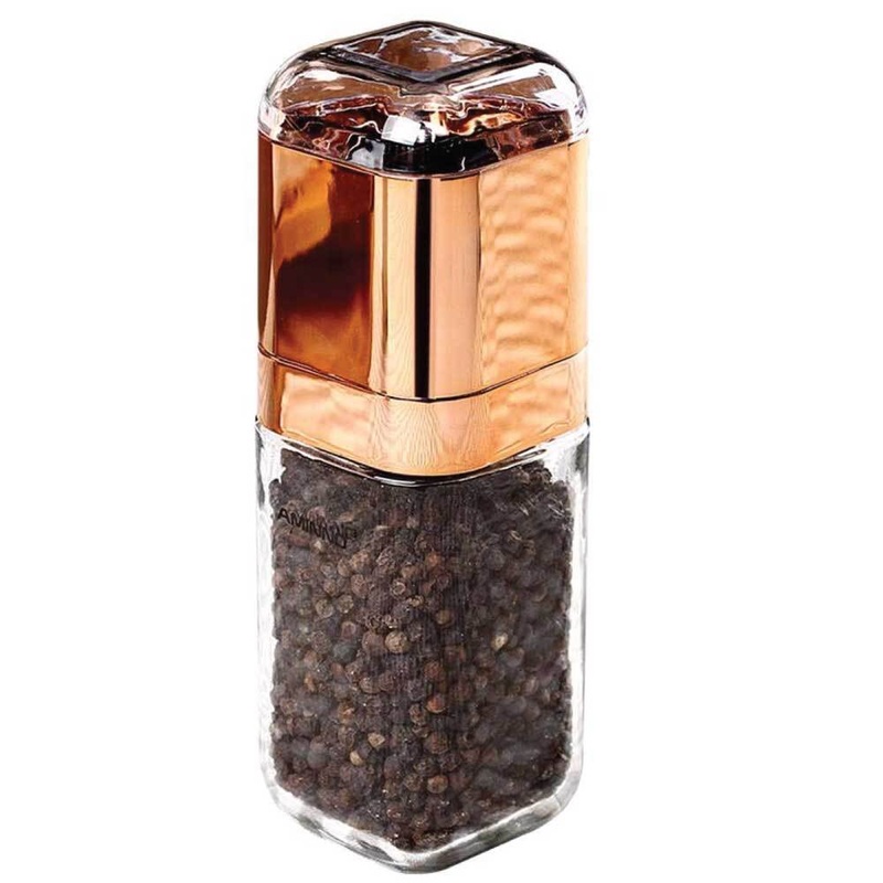 Salt and Pepper Grinder – 180ml Glass Design + Rose Gold Bottle Manual Hand Mill