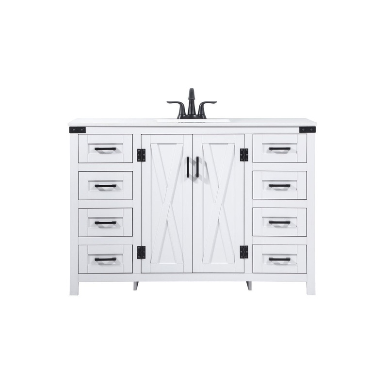 Single Bathroom Vanity from the Grant Collection in White Finish by Elegant Lighting