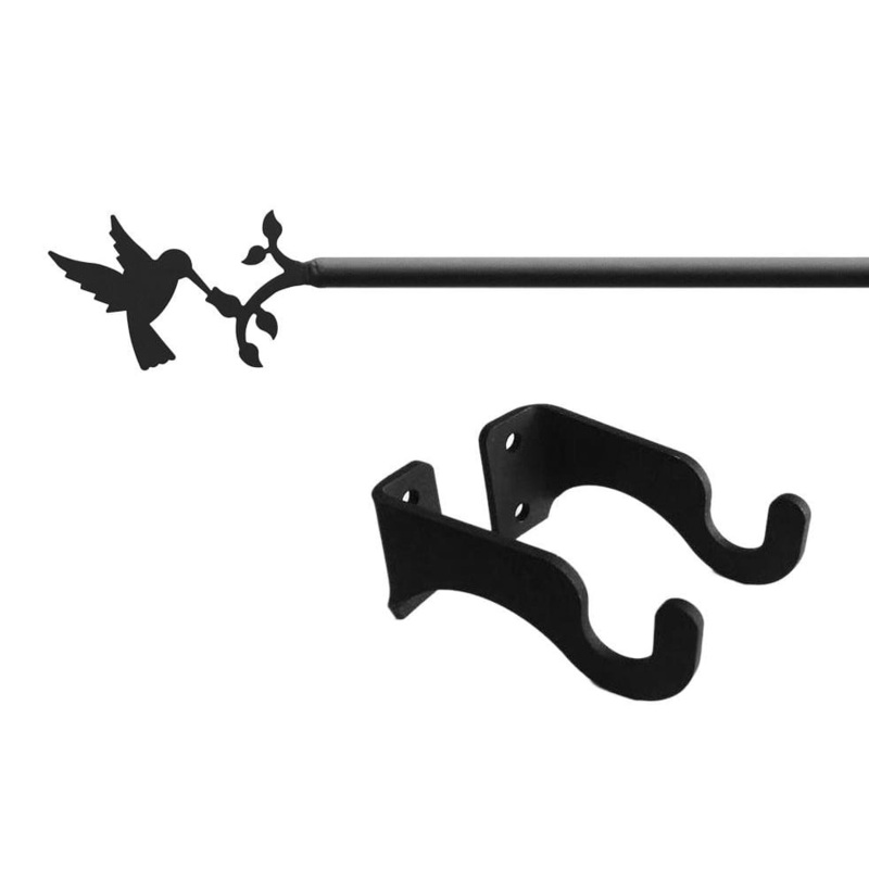 Village Wrought Iron CUR-18-35-S Hummingbird Curtain Rod SM (Hardware is INCLUDED)