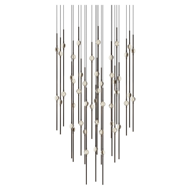 Aries 25″ Round LED Pendant Espresso Black with Clear Faceted Acrylic 2700K 10′ Adjustable Cord