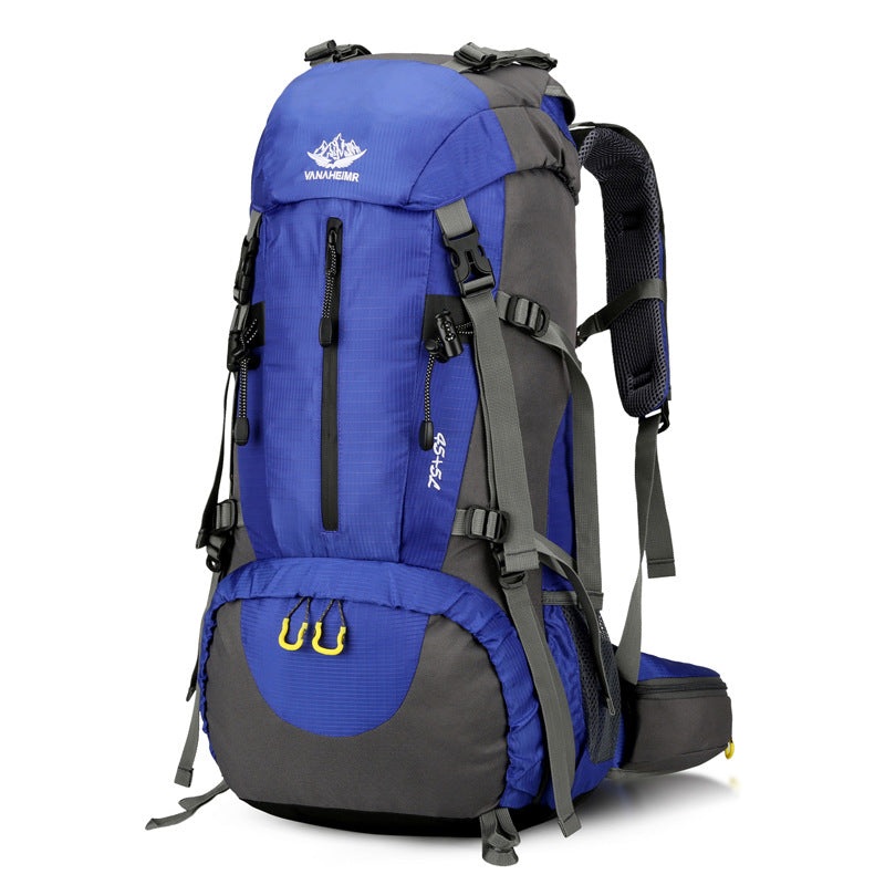 Blue 36-55L Outdoor Hiking Backpack – Durable Water Resistant Travel Bag for Trekking, Camping, and Adventure