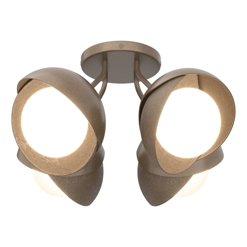 Brooklyn 4-Light Double Shade Semi-Flush Bronze Bronze