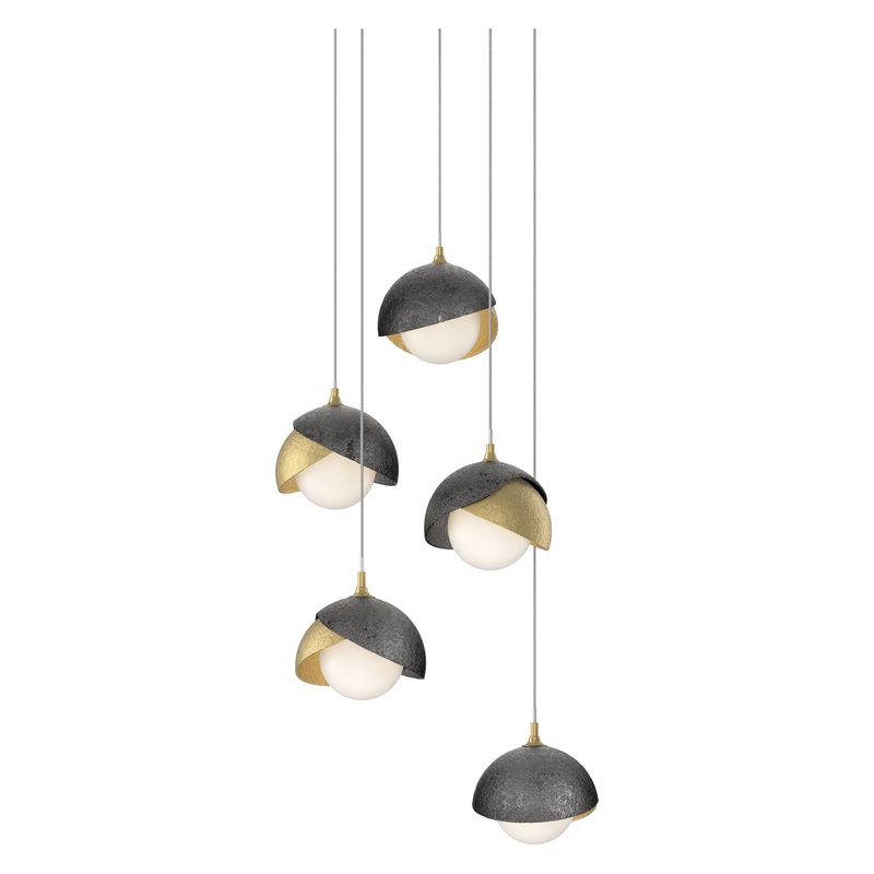 Brooklyn 5-Light Double Shade Pendant Modern Brass Ink