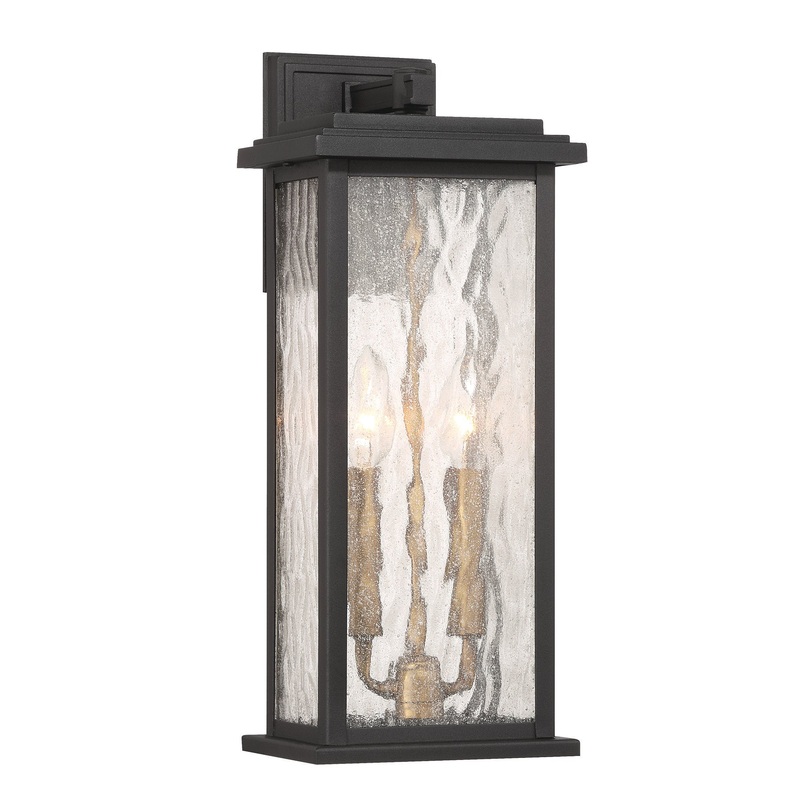 Estate Outdoor Wall Sconce – Black, Brass / 17″