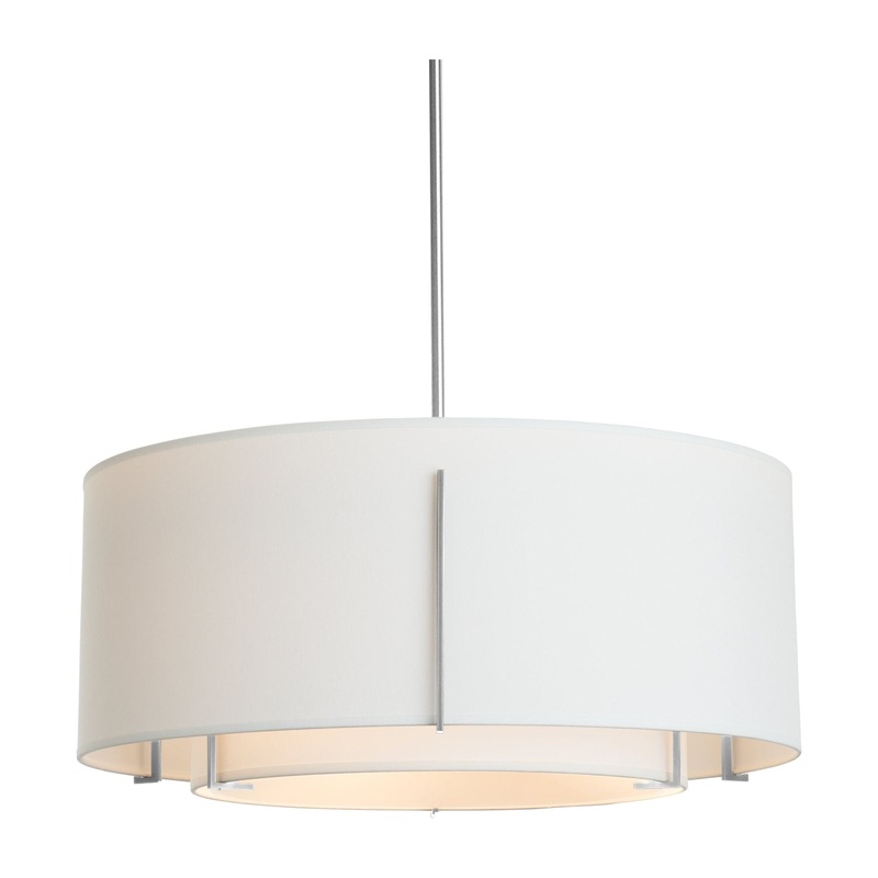 Exos Large Double Shade Pendant Sterling Natural Anna Inner Shade & Natural Anna Outer Shade