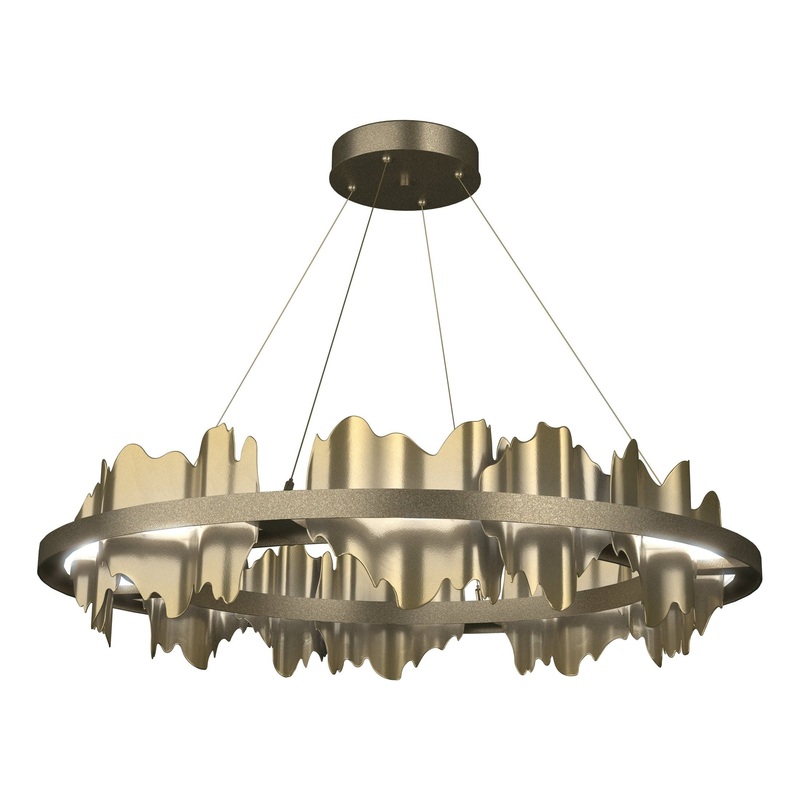 Hildene Circular LED Pendant Soft Gold Modern Brass