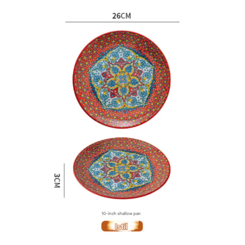 Isidil 10-Inch Bohemian Ceramic Shallow Plate