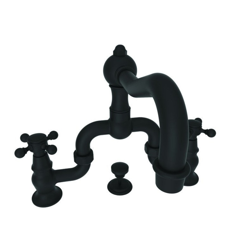 Lavatory Faucet Chesterfield Bridge 8 to 9-5/8 Inch Spread 2 Cross ADA Watersense Flat Black 1.2 Gallons Per Minute Brass Pop-Up with Tailpiece Spout Reach 7-1/5 Inch