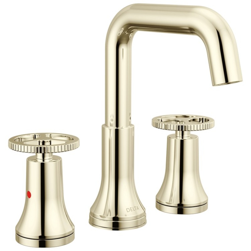 Lavatory Faucet Trinsic Widespread 6-16 Inch Spread 2 Wheel WaterSense/CALGreen Polished Nickel 1.2 Gallons per Minute Deck Mount Metal Pop-Up Drain 3 Hole