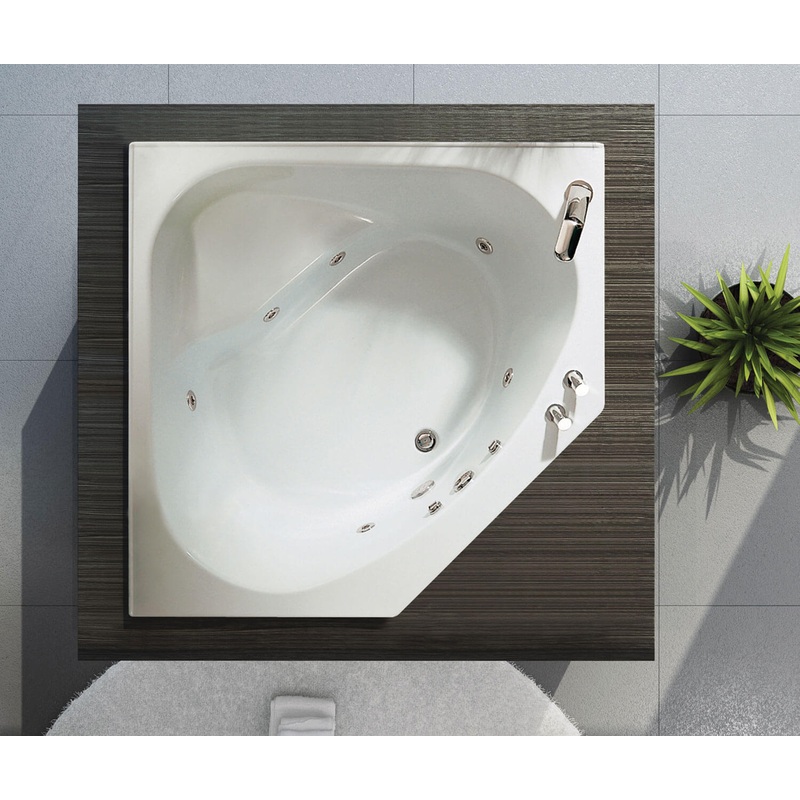 MAAX 100875-000-001-010 Tandem 5454 Acrylic Corner Center Drain Bathtub in White