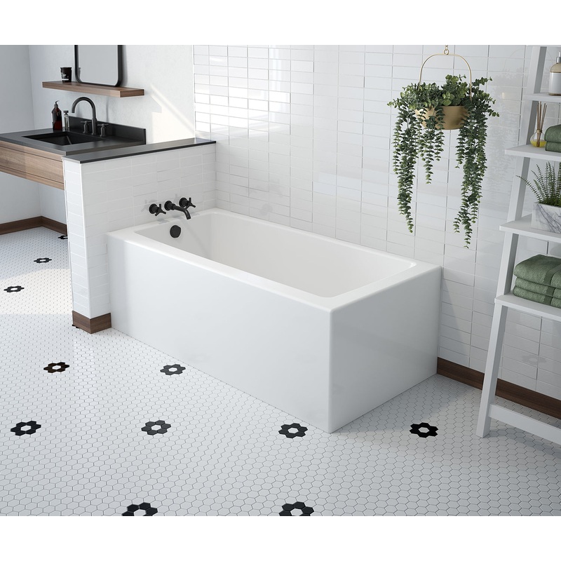 MAAX 106814-000-002-101 Mackenzie Corner 6032 AFR AcrylX Corner Left-Hand Drain Bathtub in White
