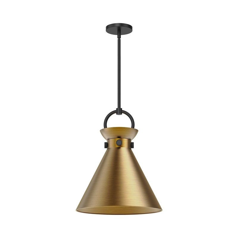 One Light Pendant from the Emerson Collection in Aged Gold|Aged Gold/Matte Black|Matte Black/Aged Gold Finish by Alora