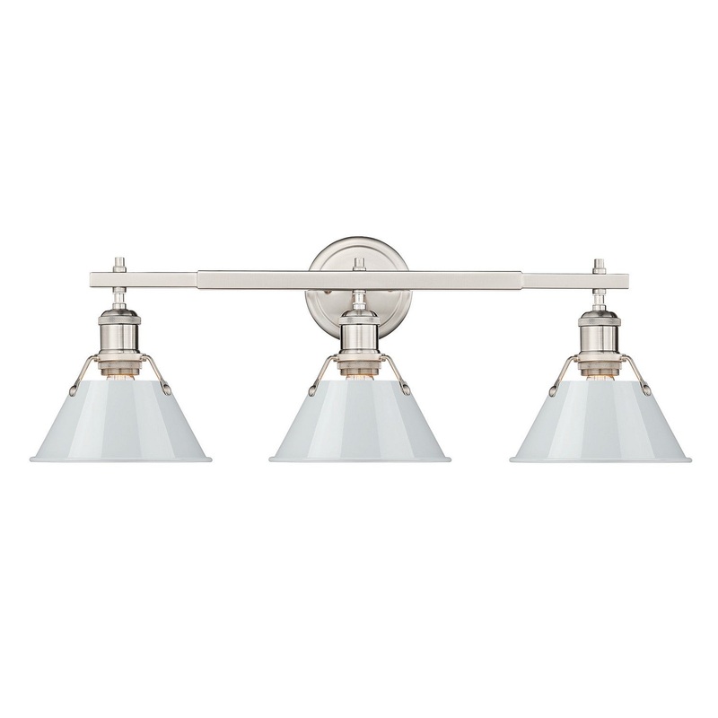 Three Light Bath Vanity from the Orwell PW Collection in Pewter Finish by Golden