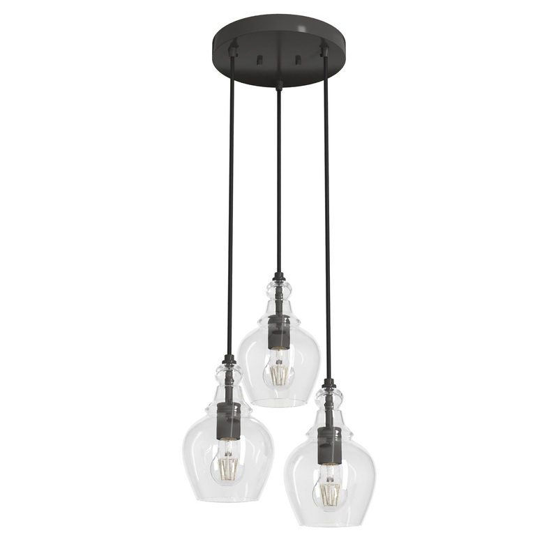 Three Light Cluster from the Maple Park Collection in Noble Bronze Finish by Hunter