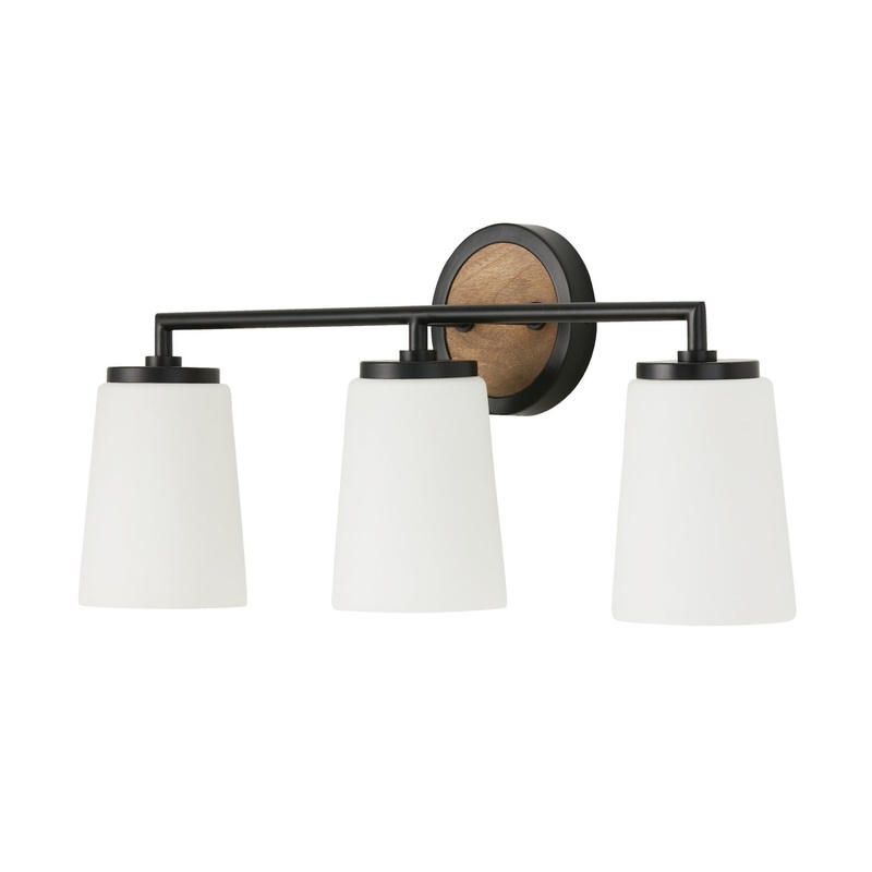 Three Light Vanity from the Jonah Collection in Light Wood and Matte Black Finish by Capital Lighting