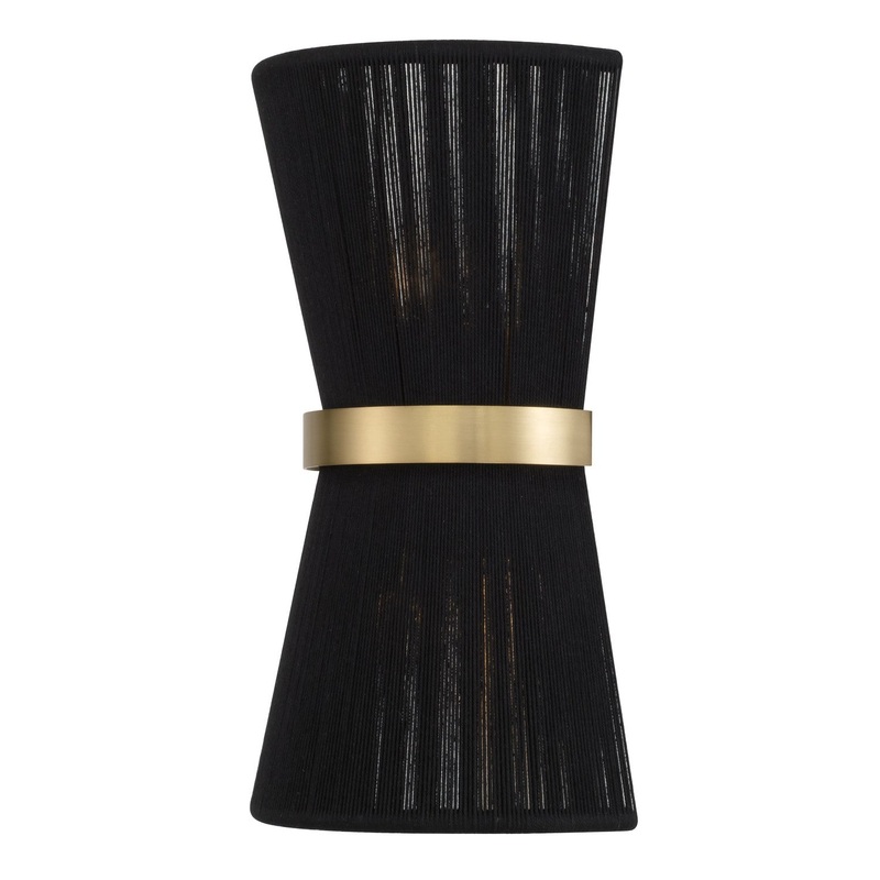 Two Light Wall Sconce from the Cecilia Collection in Black Rope and Patinaed Brass Finish by Capital Lighting