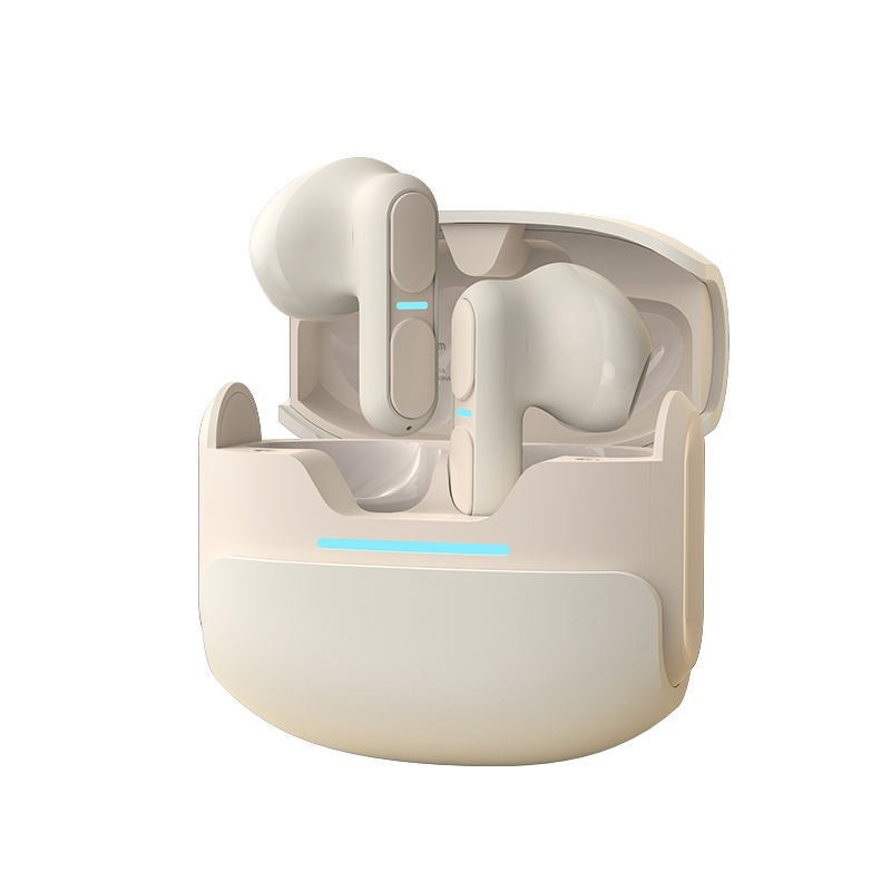 TWS Wireless Earbuds with Bluetooth 5.3 – 13mm Drivers, 21H Playtime, LED Charging Case(Beige)