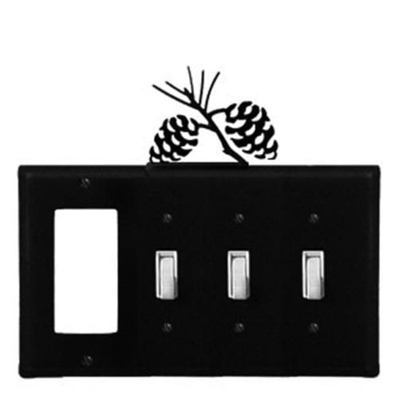 Village Wrought Iron EGSSS-89 Quad Pinecone Single GFI and Triple Switch Cover CUSTOM Product