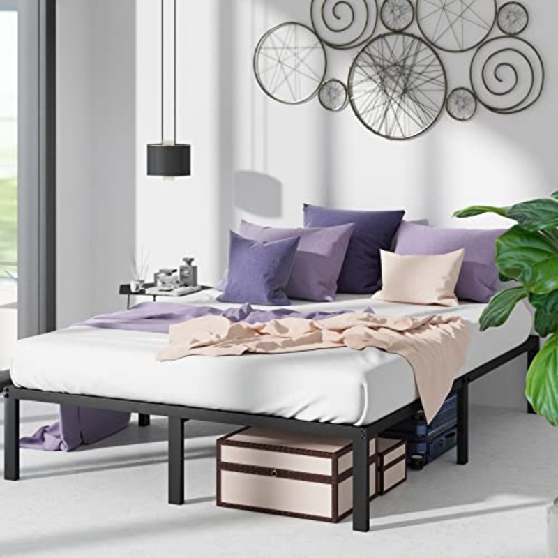 ZINUS Yelena 36 cm Telaio per letto a piattaforma in metallo | Supporto a doghe in acciaio | Per adulti, bambini, adolescenti | Facile da montare | Vano portaoggetti sotto il letto | 80 x190 cm | Nero