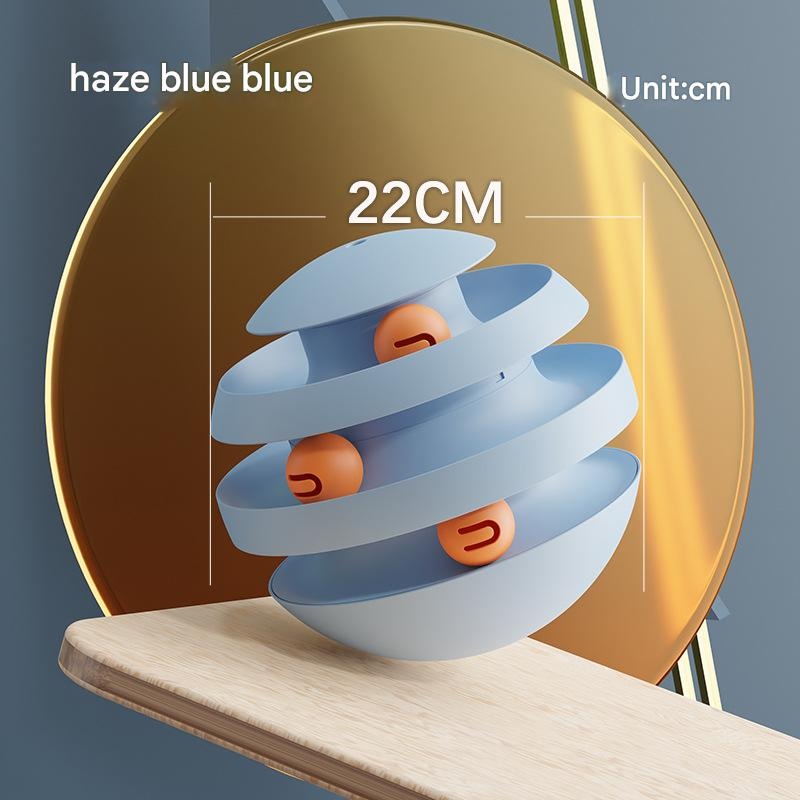 Blue Interactive Cat Scratching Ball Toy – Multi-layer Track with Rolling Ball