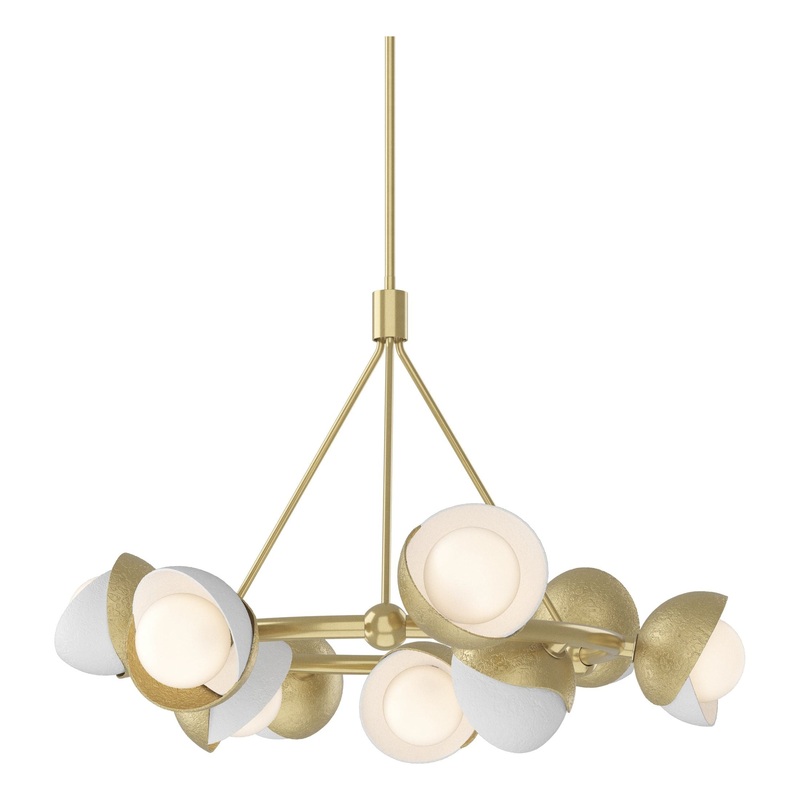 Brooklyn 9-Light Double Shade Ring Pendant Modern Brass White