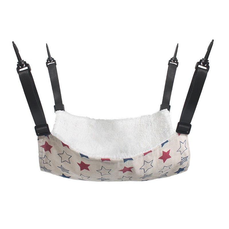 Cat Cage Hammock – Adjustable Double-Sided Pet Swing Bed with Hooks(Red Star)