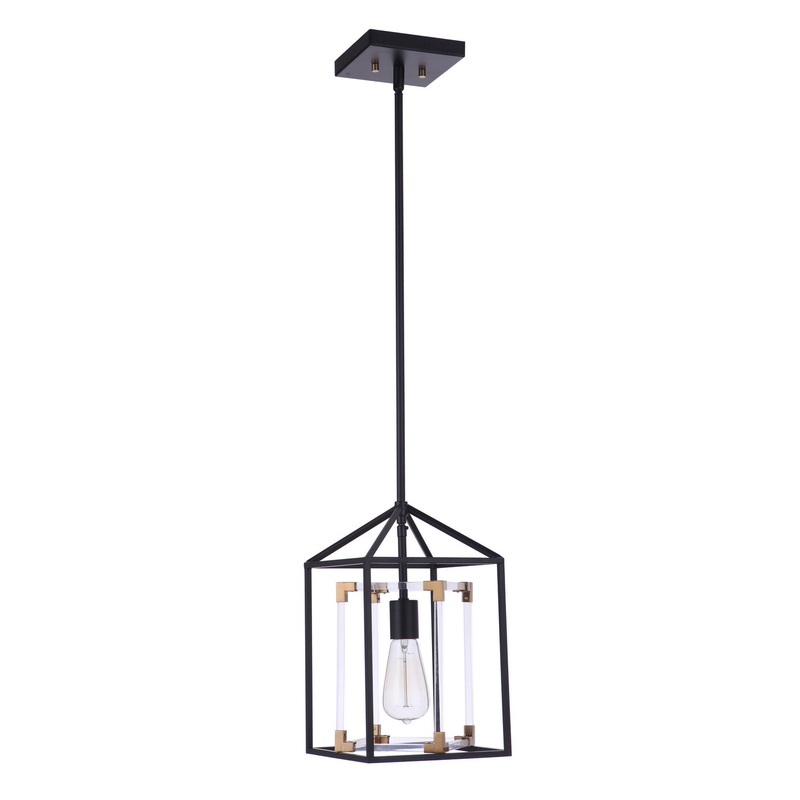 Craftmade P985FBSB1 Aaron One Light Pendant Flat Black/Satin Brass