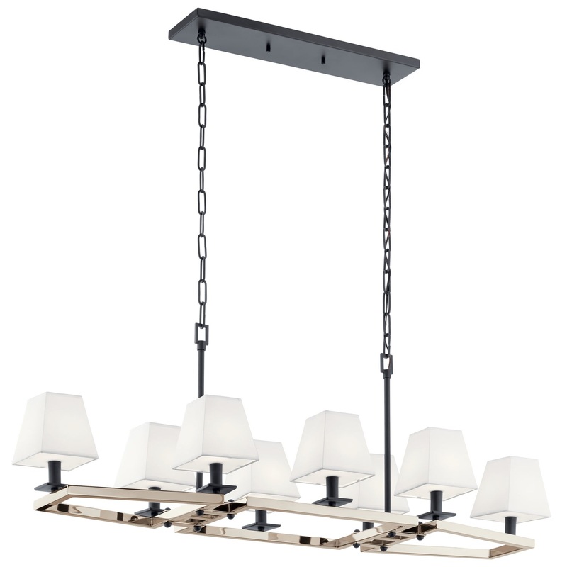 Eight Light Linear Chandelier from the Dancar Collection in Polished Nickel Finish by Kichler