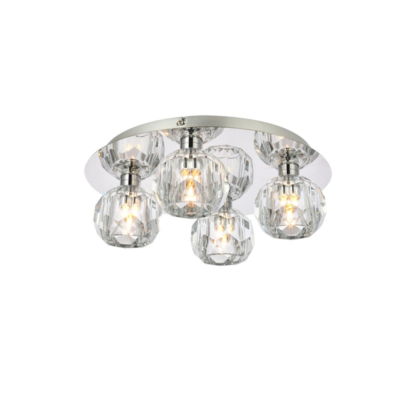Four Light Flush Mount from the Graham Collection in Chrome And Clear Finish by Elegant Lighting