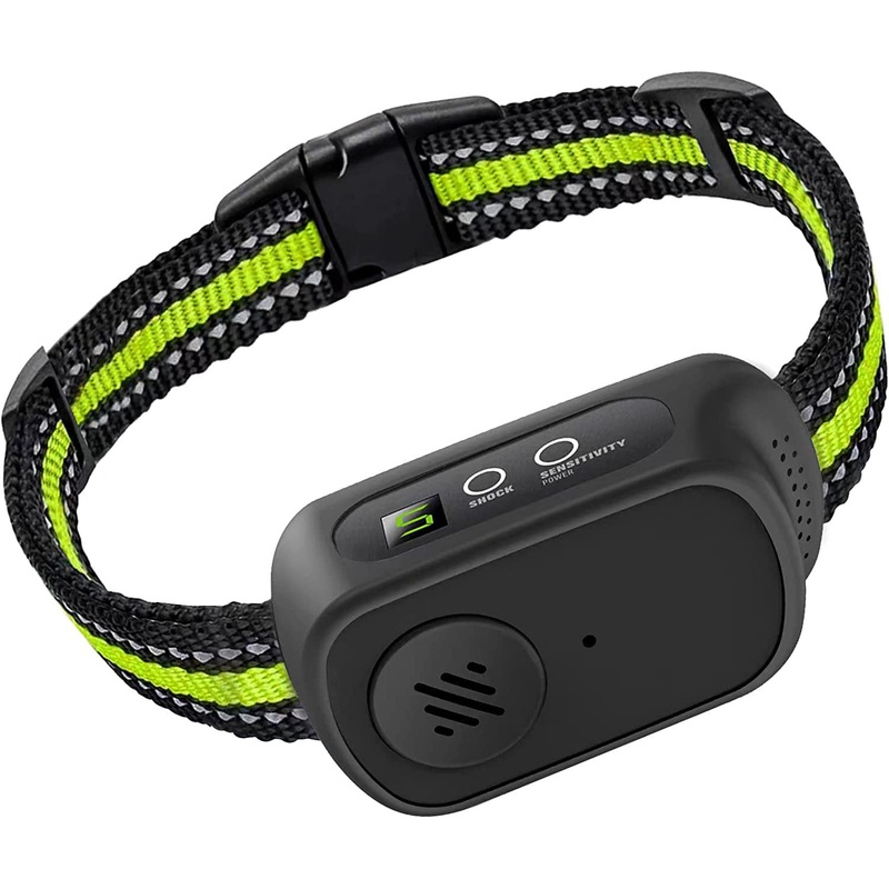 Green Automatic Anti-Bark Collar with Misjudgment Prevention – Low-Power Dog Training Device, 180x100x40mm