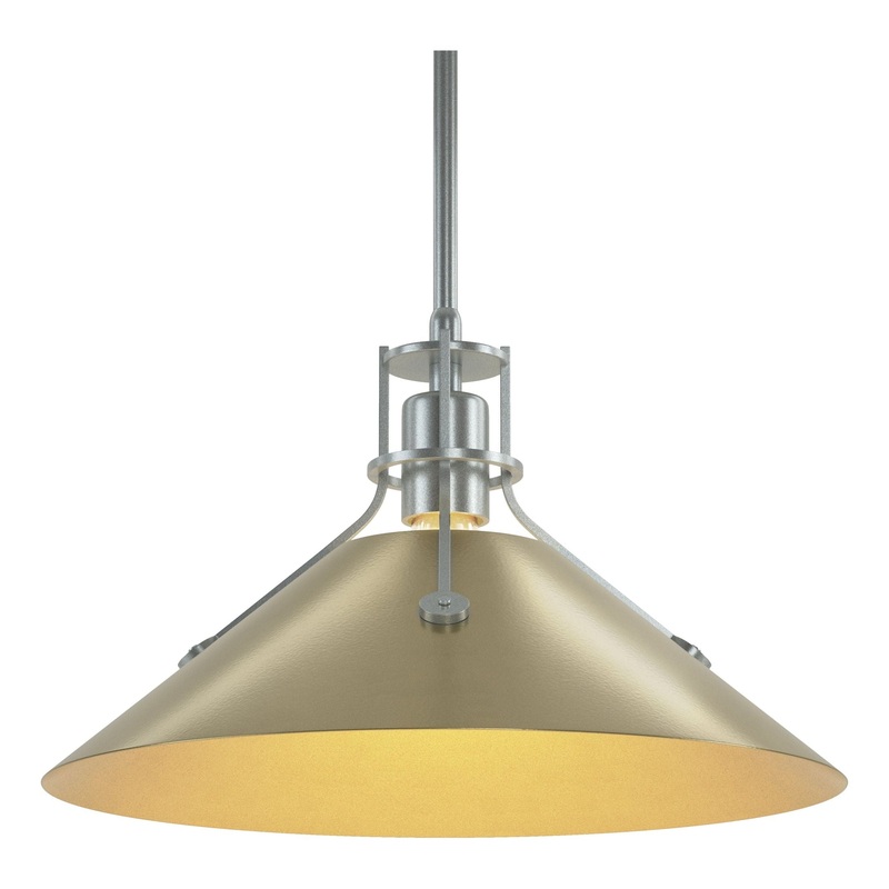 Henry Medium Steel Shade Pendant Vintage Platinum Modern Brass