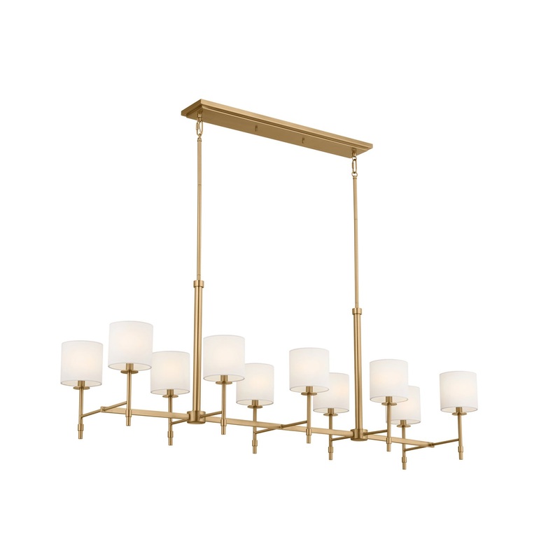 Kichler 52503BNB Ten Light Linear Chandelier, Brushed Natural Brass