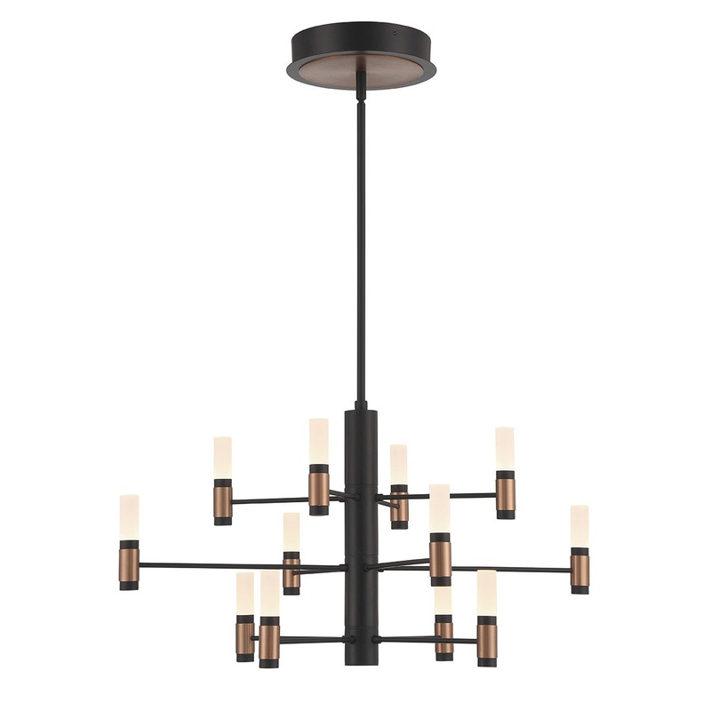 LED Chandelier from the Albany Collection in Black and Brass Finish by Eurofase