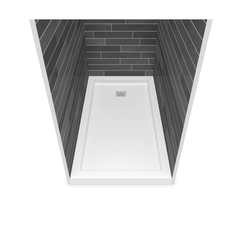 MAAX 420005-504-001-100 B3Square 6032 Acrylic Alcove Deep Shower Base in White with Back End Drain