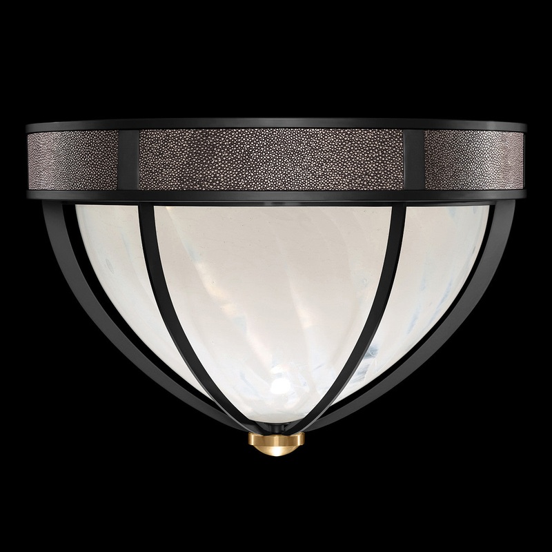 Mirage 18.75″W Round Flush Mount Black Iron/Brass/Pebble