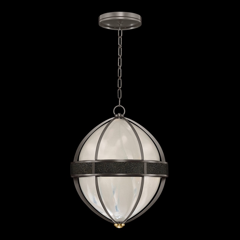 Mirage 18.75″W Round Pendant Midnight Steel/Brass/Black Knight