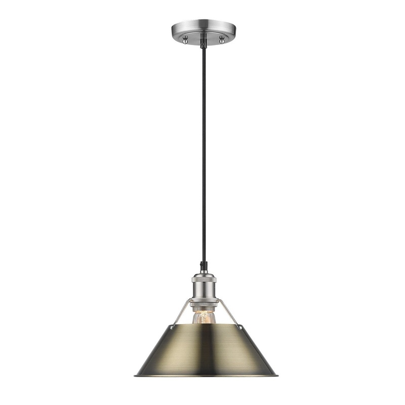 One Light Pendant from the Orwell Collection in Pewter Finish by Golden