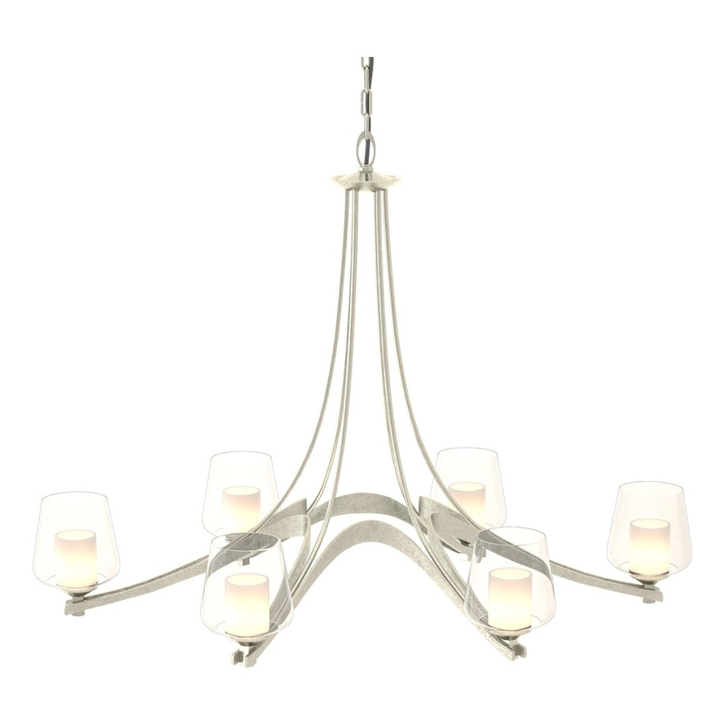 Oval Ribbon 6-Arm Chandelier Sterling