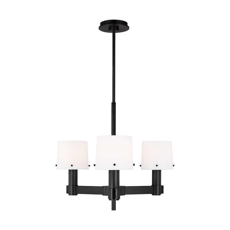 Three Light Chandelier from the Palma Collection in Aged Iron Finish by Visual Comfort Studio