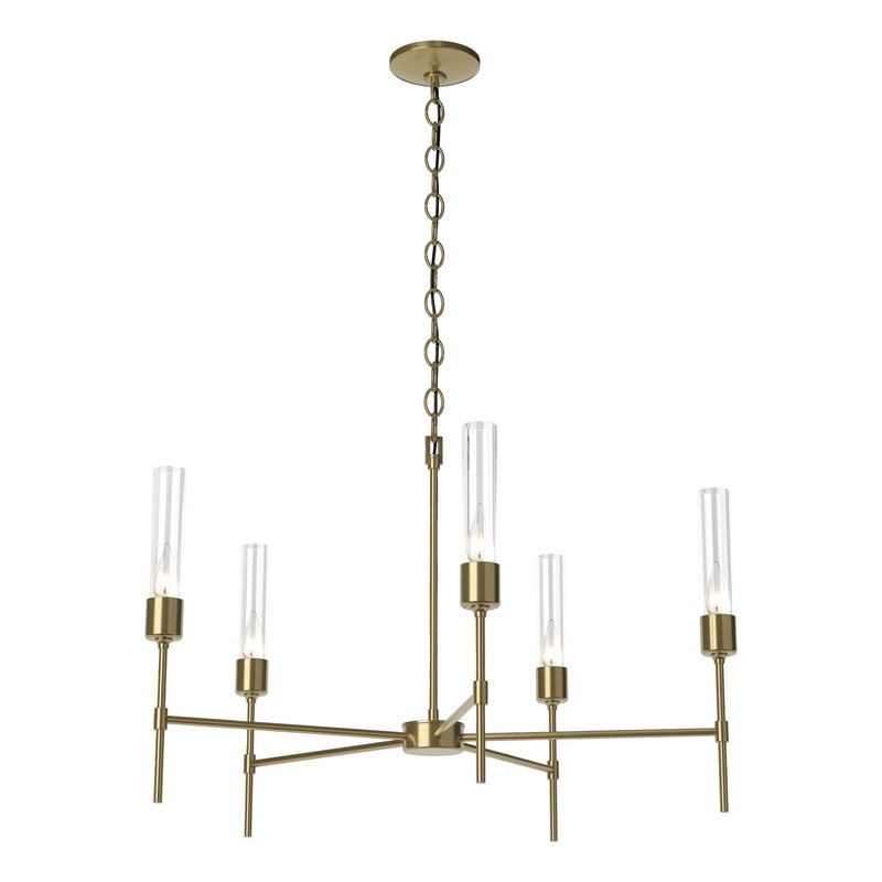 Vela 5-Arm Chandelier Modern Brass Clear Glass (ZM)