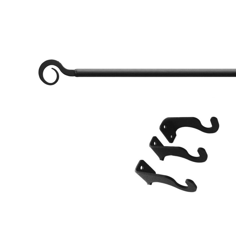 Village Wrought Iron CUR-108-112-S Curl Curtain Rod LG (Hardware is INCLUDED)