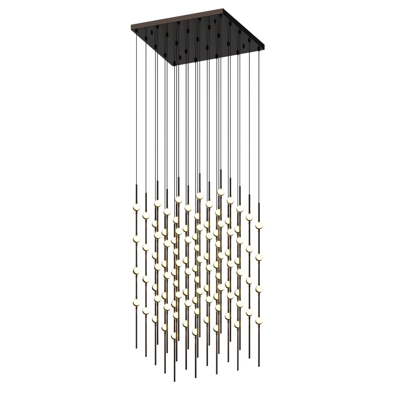 Constellation Cosmic Cube 20″ LED Pendant Espresso Black with White Optical Acrylic 2700K 20′ Adjustable Cord