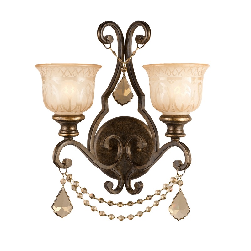 Crystorama 7502-BU-GT-MWP Norwalk Two Light Wall Sconce Bronze Umber