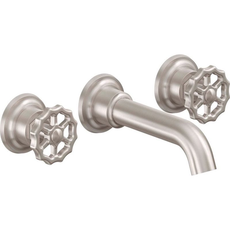 Lavatory Trim Descanso Works Vessel Wall 2 Wheel Burnished Brass Spout Reach 6-5/16 Inch 1.2 Gallons per Minute