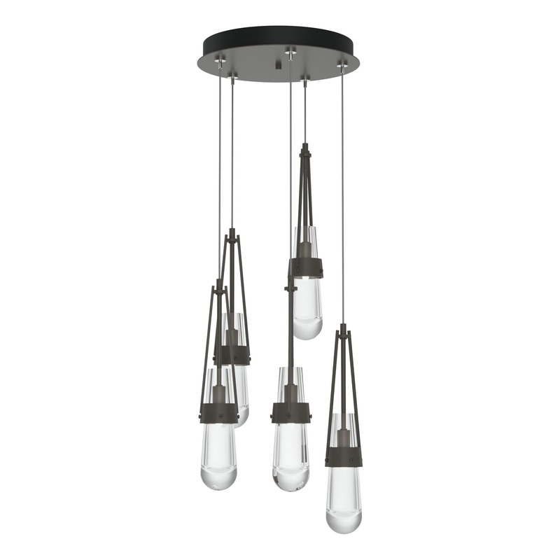 Link 5-Light Clear Glass Pendant Dark Smoke