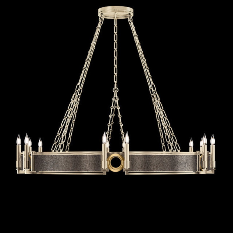 Mirage 49.75″W Round Chandelier Champagne/Brass/Pebble