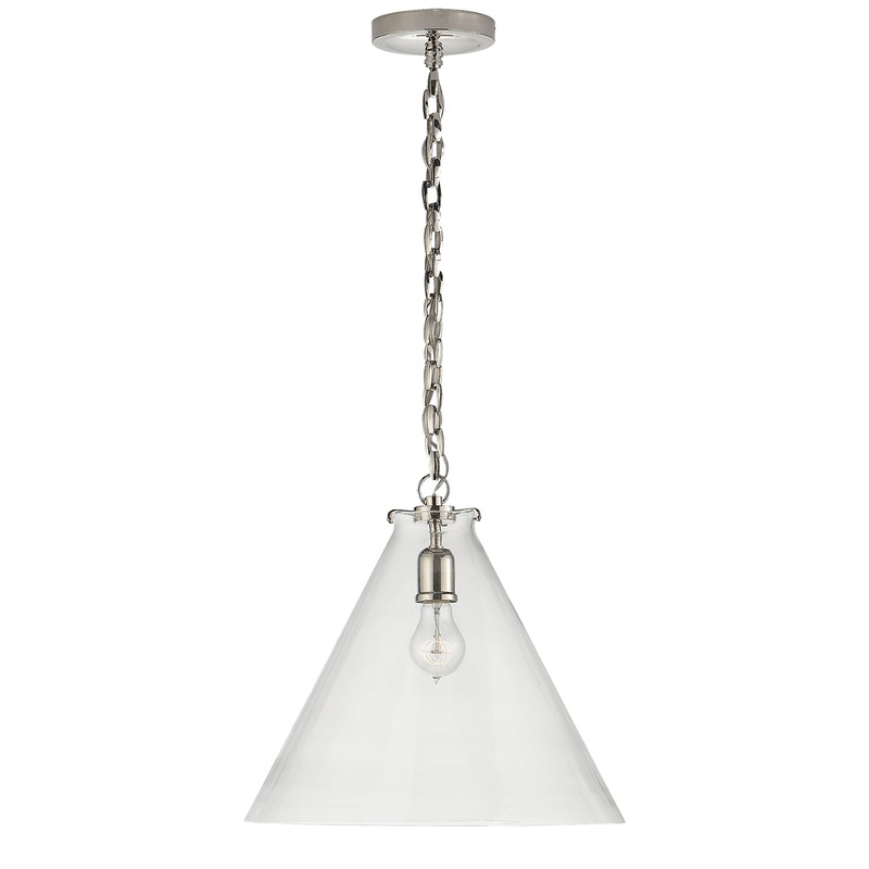 One Light Pendant from the Katie Conical Collection in Polished Nickel Finish by Visual Comfort Signature