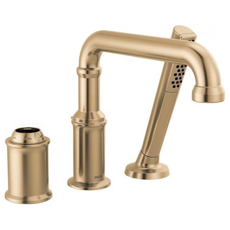 Roman Tub Filler Broderick with Handshower 8 Inch Spread Less Handle Lumicoat Champagne Bronze